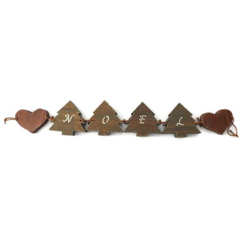 Noel Solid Wood Garland Christmas Tree And Heart Design Primitive Farmhouse